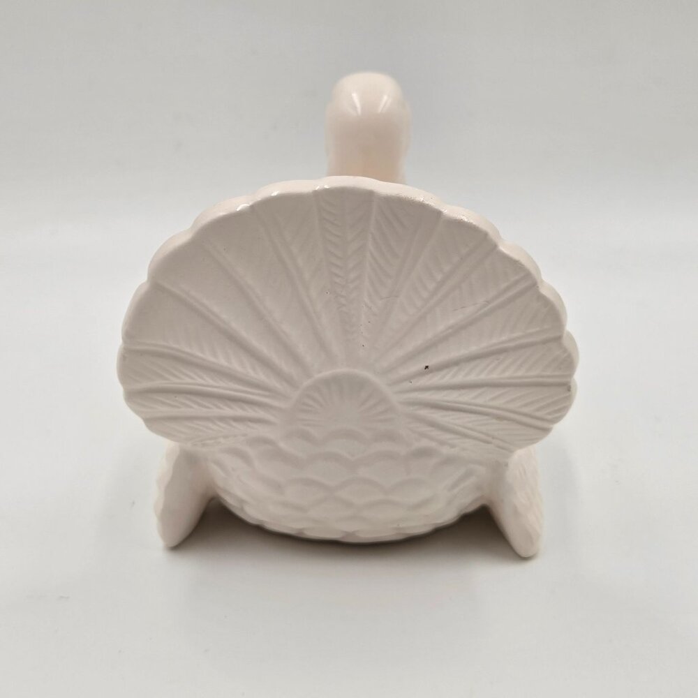 Mid-Century White Ceramic Turkey Candleholder Pair Vintage Thanksgiving Decor - Picture 3 of 12